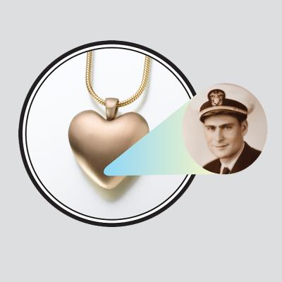 bronze micro picture heart cremation pendant necklace
